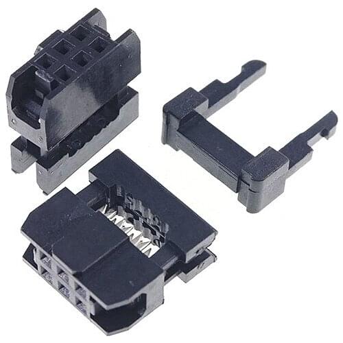 500 Pcs 0.079" 2.00mm 6 Pin dual Row IDC Socket Female 2x3 P 6 position Rectangular connector Receptacle Ribbon Cable 28 AWG