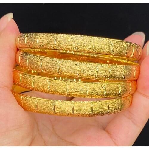 8mm/64mm Ethiopian Jewelry Color Gold Bracelets Europe Dubai Bangles for Women Middle East Arab African Girls Wedding Gift
