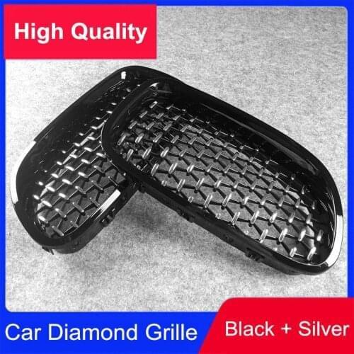 Pair Car Black + Silver Front Bumper Kidney Grills For BMW F10 F18 F34 F30 F35 G20 G30 G38 ABS Car Diamond Racing Grille