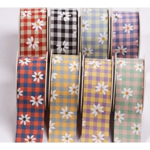 10Yards 1" 25/1.5" 38MM Floral Plaid Grid Stripe Assorted Color Daisy Flower Ribbons Hair Bows DIY Gift Dress Adornment Material