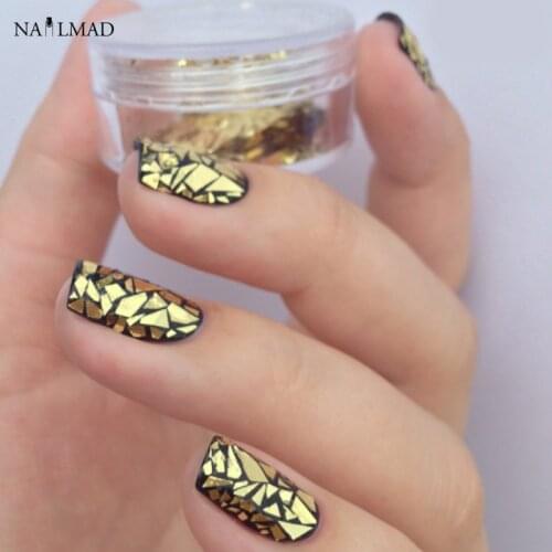 2colors Crushed Shell Glitters Silver Shell Powders Gold Shell Sequins Nail Art Decorations Shattered Glass Nails