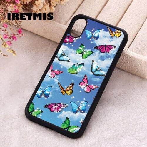 Iretmis 5 5S SE 2020 Phone Cover Case for iPhone 6 6S 7 8 Plus X Xs XR 11 12 Mini Pro Max Silicone TPU Butterfly Sky