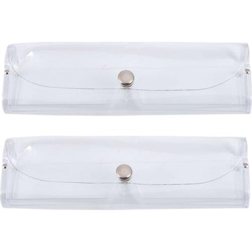 2 PCS Clear Press Button Closure Plastic Eyeglasses Case