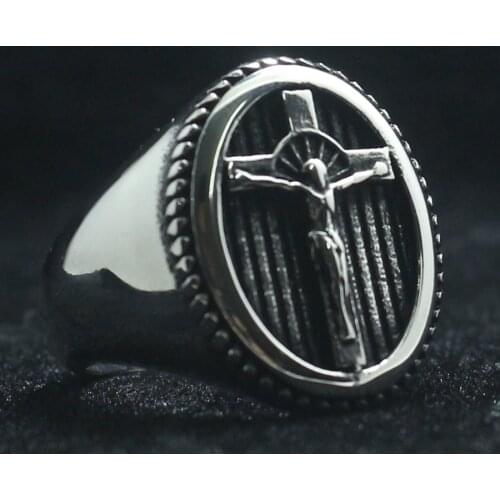 Unisex 316L Stainless Steel Cool Jesus Christ Cross Newest Ring