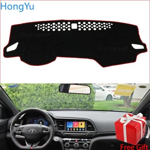 Car Dashboard Avoid Light Pad Instrument Platform Desk Cover Mats Carpets for Hyundai Elantra 2016 2017 2018 2019 AD Avante