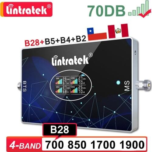 Lintratek 4 Band Cellular Amplifier 700 850 1700 1900 MHZ Mobile Signal CDMA 850MHZ 4G LTE B28 700MHZ B2 B4 B5 Booster Repeater