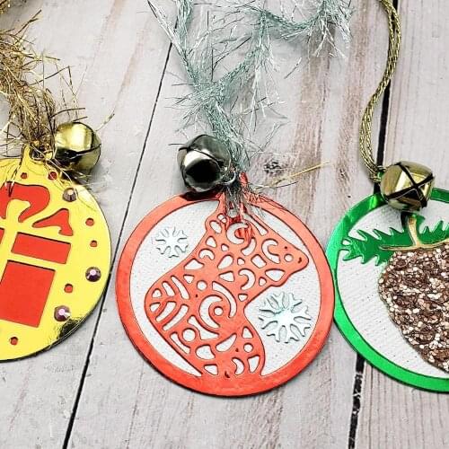 Alinacutle Metal Cutting Die Cut 4pc Christmas Bell Ball Embellishment Scrapbook Paper Craft DIY Card Punch Art Knife Cutter