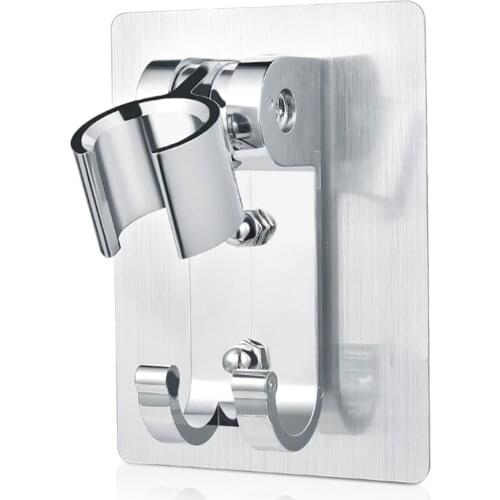 Shower Head Holder Strong Adhesive Shower Head Wall Mounting Bracket Adjustable Shower Wand Holder With 2 Hanger