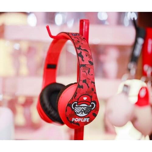 New Teddy bear POPLIFE wireless Bluetooth headset red over ear HIFI stereo Multi-function FM radio headphone for girl