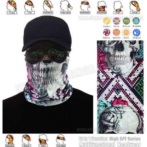 TRACKABLE SHIPPING High Quality Fitness Headband Outdoor Seamless Microfiber Tube Scarf Skull Ghost Multi Functional Bandana