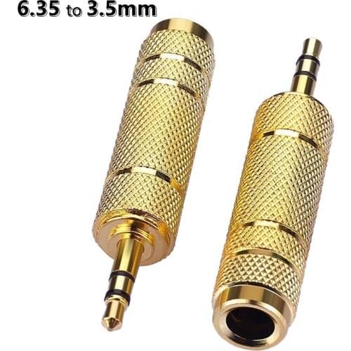 Jack 6.35 6.35mm Male Plug To 3.5mm Female Connector Headphone Amplifier Audio Adapter Microphone AUX 6.35 3.5 Mm Converter