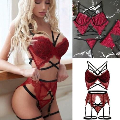 Sexy Plus Size Lingere Erotic Hot Babydoll Lingerie Set Women Exotic Bondage Lace Underwear Bikini Panties Porn Sex Costumes