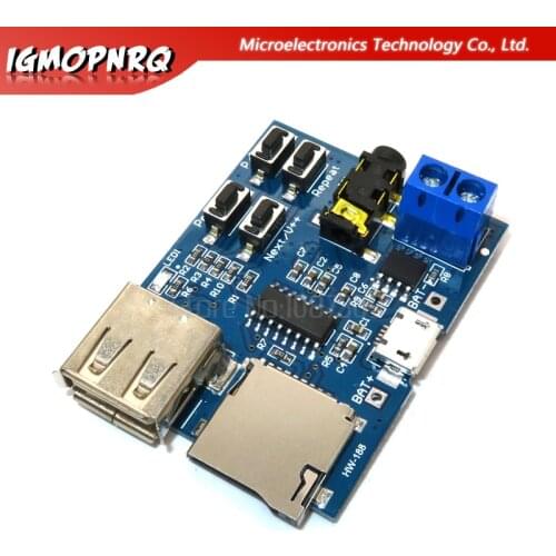 1pcs MP3 Lossless Decoding Board Audio Module With Power Amplifier TF Card U Disk MP3 Format Music Module Decod Board