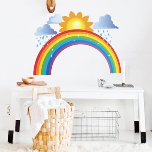 Rainbow clouds rain sun Wall Sticker home decoration for baby kids rooms bedroom decor Cartoons wallpaper self-adhesive stickers