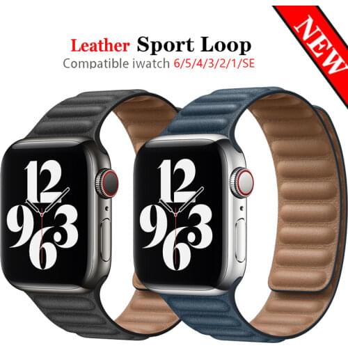 Leather link loop strap For apple watch band 44mm 40mm iWatch series 6 SE 5 4 3 2 1 watchbands bracelet 42mm 38mm Wristbands