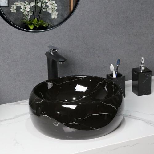 Nordic Light Luxury Black Round Above Counter Basin Art Basin Wash Basin Balcony Basin Bathroom Single Basin