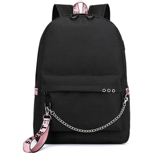 Fashion Famouse Band Korean Star Backpack School Bags Mochila Travel Bags Laptop Chain Backpack Headphone USB Port
