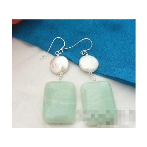 White Pearl&Amazonite Earring