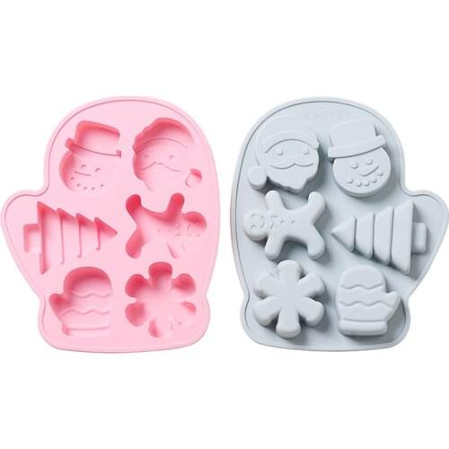 6 Cells Christmas Theme Snowman Christmas Tree Santa Claus Style Silicone Mould For DIY Biscuit Pastry Cake Baking Molds