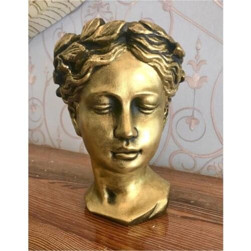 Helen Sculpture Bust Big Gold Flower Pot