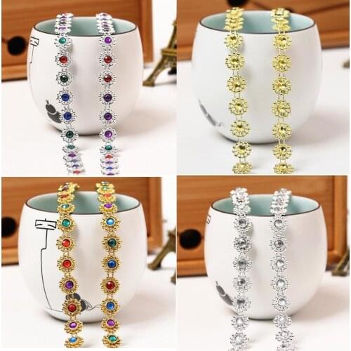 10Yard Plum Blossom Bead Rhinestone Bendable Mesh Wrap Roll Trim For Sewing Apperal Bag Shoes Cap Party Holiday Venue Decoration