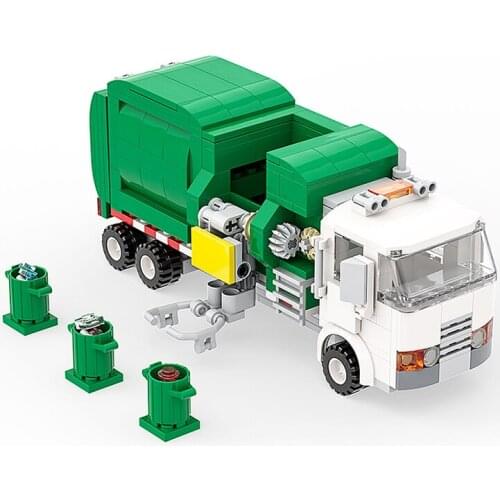 MOC Vehicle Series For City Garbage Car Building Blocks Sanitation Transporter High-Tech Truck Model Bricks Toy For Children Kid