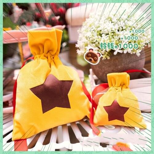 Animal Crossing Drawstring Bag New Horizons Drawstring Bell Bag Coin Purse Game Cosplay Props Sack Bag Laminated drawstring bag
