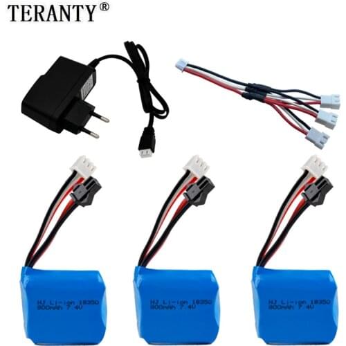 TERANTY 7.4v 800mAh 18350 battery Charger Sets for H100 H102 H106 7.4v Li-ion Battery for JJRC S1 S2 S3 S4 S5 High Speed RC boat