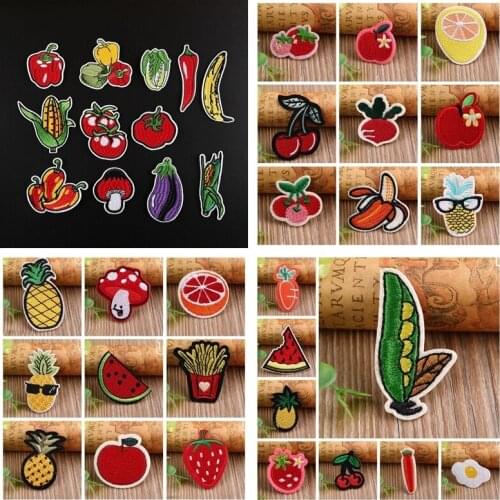 Iron On patches for childrens clothing schoolbag fabric decoration cartoon fruit and vegetable pineapple banana apple