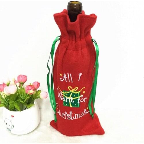 Christmas Table Decoration Decoration Cute Red Wine Bottle Cover Bags Santa Claus Christmas Ornament Decorations