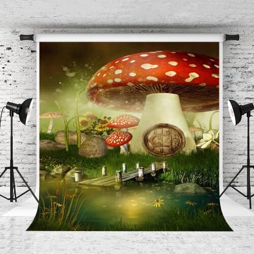 VinylBDS 10X10FT Fantasy Dream Fairy Tale Backdrops Photo Props Mushroom Children Background Washable Backgrounds