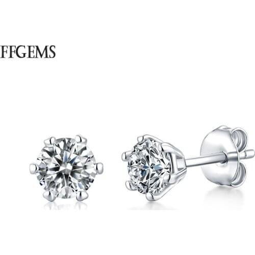 FFGEMS 10K Gold Stud Earring Sterling EF Color Moissanite VVS Gemstone Fine Jewelry Women Wedding Party Wholesale