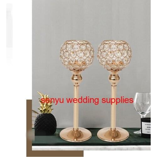 Gold Crystal Tealight Candle Holders Candlesticks Stand for Wedding Table Centerpieces Fathers Day Home Decoration senyu0101