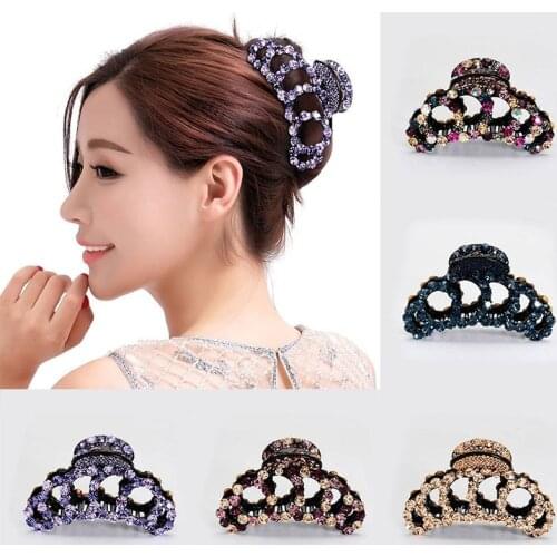 1PC Accessories Clamp Crystal Headwear Claw Clip Hair Grip Womens Hair Jewelry Large Rhinestone