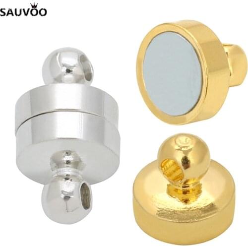 10pcs/lot Size 6*11 mm Gold/Silver Color Copper Magnetic Clasps End Caps Connector Fits Leather Cord Necklaces Bracelets Making