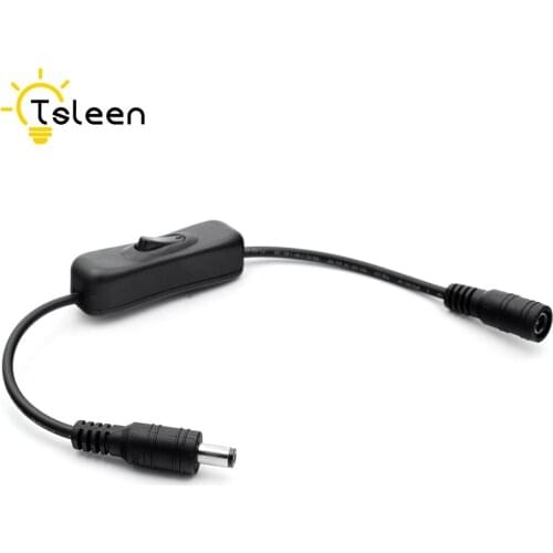 12V Black In-Line Power Switch ON/OFF 2.1X5.5mm Cable Jack Arduino Plug CCTV LED Strips Power Adapter Converter Connector