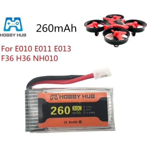 20pcs Battery For JJRC H36 3.7V 260mAh For E010 E011 E012 E013 Furibee F36 RC Quadcopter Parts 3.7v Lipo Battery