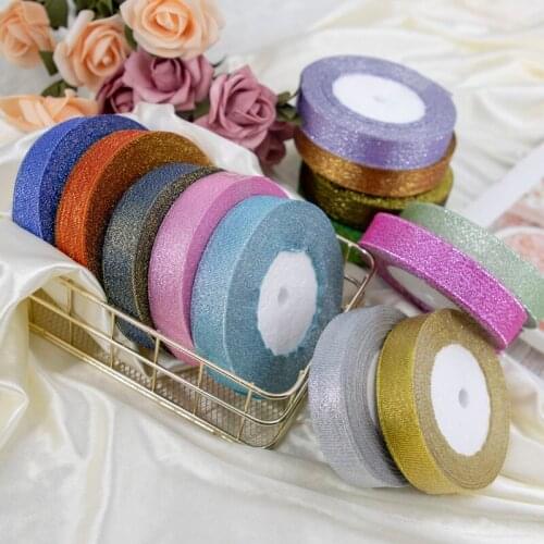25mm Metallic Glitter Ribbons for DIY Crafts Sewing Fabric Christmas Party Wedding Supplies Handmade Gift Wrap Ribbon 22Meters