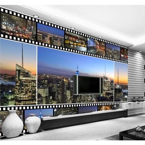 Wholesale Vintage Film New York City 3d Photo Mural Washable Wallpaper for TV Background Living Room 3d Wall Mural 3d Murals