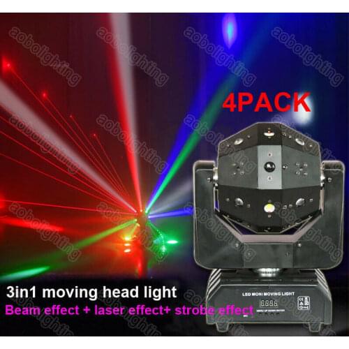 4PCS party lights 3in1 Beam moving head stage light+strobe lights+laser projector disco light dj light