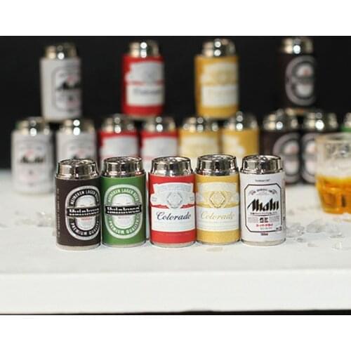 6PCS/SET Cute Mini Dolls Beer Cans for Miniature Dollhouse Kitchen Wine drink Pretend Play food for blyth barbies doll kitchen