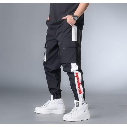 7XL-XXXXL 2020 Men Multi-pocket Elastic Waist Design Harem Pant Street Punk Hip Hop Red Casual Trousers Joggers Male Cargo Pants