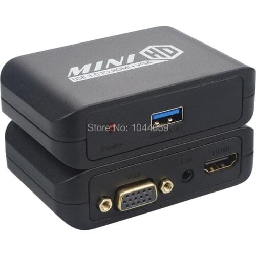 USB3.0 TO HDMI+VGA adapter Support multi-display 2-in-1 Audio Video Converter For PC Laptop Computer HDTV Projectors