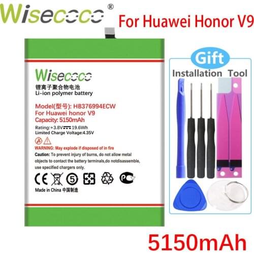 Wisecoco 5150mAh HB376994ECW Battery For Huawei HonorV9 Honor V9 Honor 8 Pro DUK-TL30 DUK-AL20 Phone Latest Production Battery