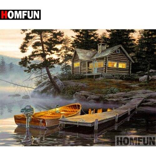 HOMFUN Full Square/Round Drill 5D DIY Diamond Painting "House landscape" Embroidery Cross Stitch 5D Home Decor Gift A17879