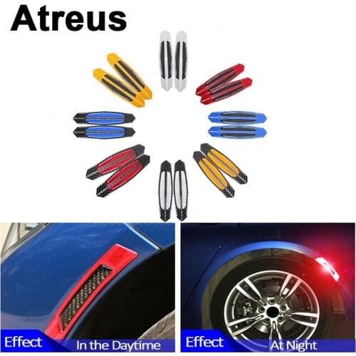 Atreus 4pcs For VW polo passat b5 b6 Mazda 3 6 cx-5 Toyota corolla Ford focus 2 Car Wheel Eyebrow 3D Reflective Warning Stickers