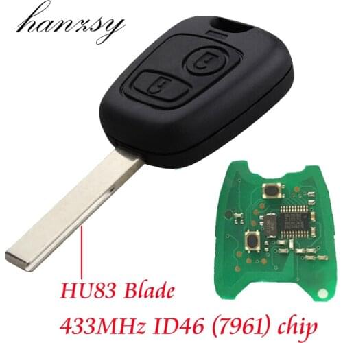 2 Buttons Car Remote Key For PEUGEOT 307 Keyless control Key shell Fob housing with Chip PCF7961 ID46 Uncut HU83 Blade