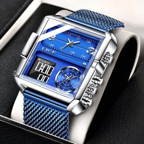 LIGE 2021 New Sports Watch Men Top Luxury Brand Waterproof Wristwatch Men Quartz Analog Digital Watches Relogio Masculino 8925