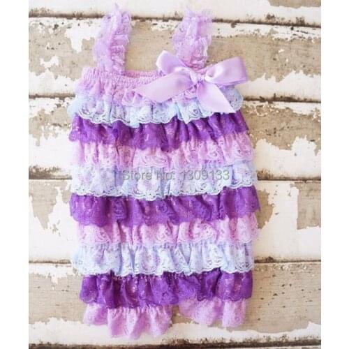 Baby Girl 1st Birthday Outfit,Cake Smash Outfit,Romper Blue and Purple,Lace Baby Romper