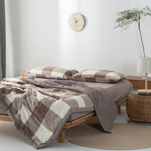 Home Textile Stripe Quilt Duvet Pillow Case Bed Fitted Sheet AB Side Quilt Set Boy Kid Teen Girl Bedding Linens Set King Queen